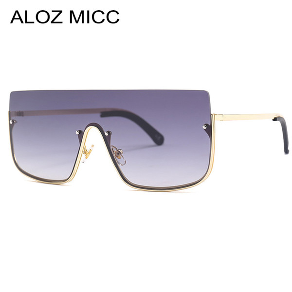 ALOZ MICC 2019 New Half Frame Sunglasses Women Brand Designer Oversized Fashion Sunglasses Men Gradient Shade Eyewear A413