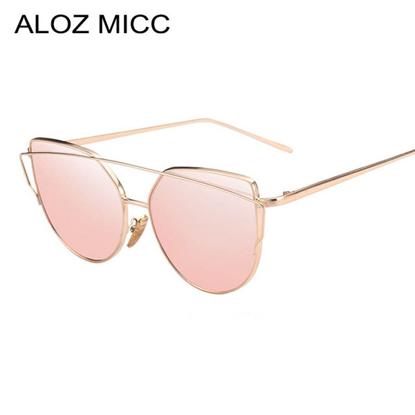 ALOZ MICC Fashion Women Sunglasses Brand Designer Metal Frame Flat Sun glasses Vintage Mirror Shades A016