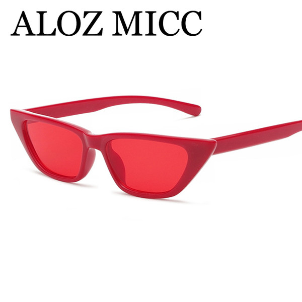 ALOZ MICC 2018 Fashion Cat Eye Sunglasses Women Vintage Small Frame Red Pink Black Sun Glasses Women UV400 oculos A522