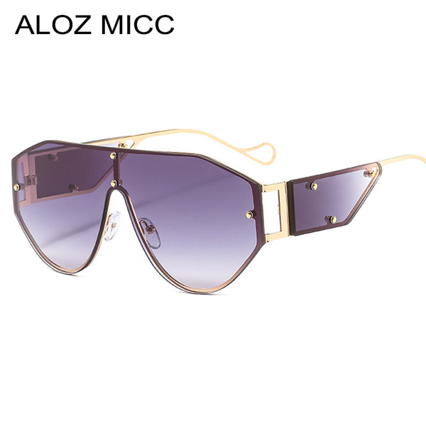 ALOZ MICCFashion Rimless Sunglasses Women Men Metal Rivet Colorful Sun Glasses Female Luxury One Piece Sunglasses Men UV400 A695