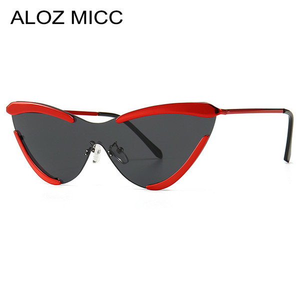 ALOZ MICC Half Frame Cat Eye Sunglasses Women Brand Designer Unique Alloy Vintage Cateye Sunglasses Female UV400 Eyewear A500