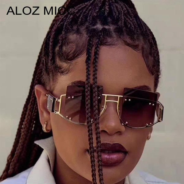 ALOZ MICC ladies fashion square large frame sunglasses Women high quality Alloy Men Shade Glasses personality trend eyewear A663