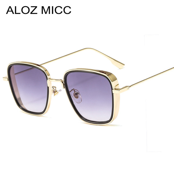 ALOZ MICC Unisex Steampunk Sunglasses Men Brand Design Metal Frame Single Beam Square Sunglasses Women Gradient ShadesA383