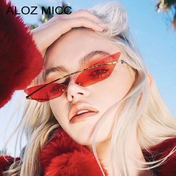 ALOZ MICC New Fashion Cat Eye Sunglasses Women Brand Designer Vintage Rimless Sun Glasses Female Small Frame Retro Eyeglasses UV400A633