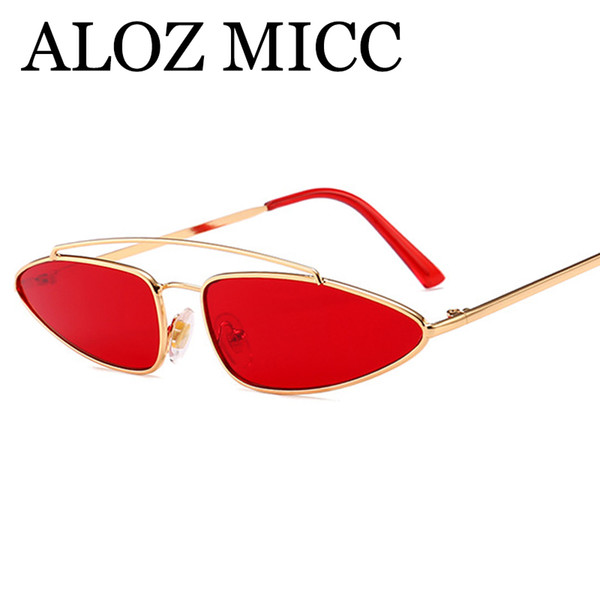 ALOZ MICC High Quality Triangle Cat Eye Sunglasses Women Vintage Metal Frame Men Double Bridge Sun Glasses UV400 A497