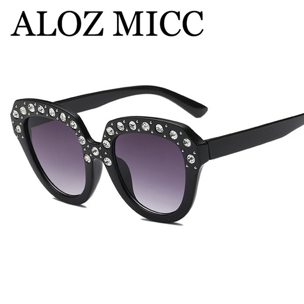 ALOZ MICC luxury sunglasses women crystal cat eye sunglasses retro female designer sun glasses Gafas de sol uv400A568