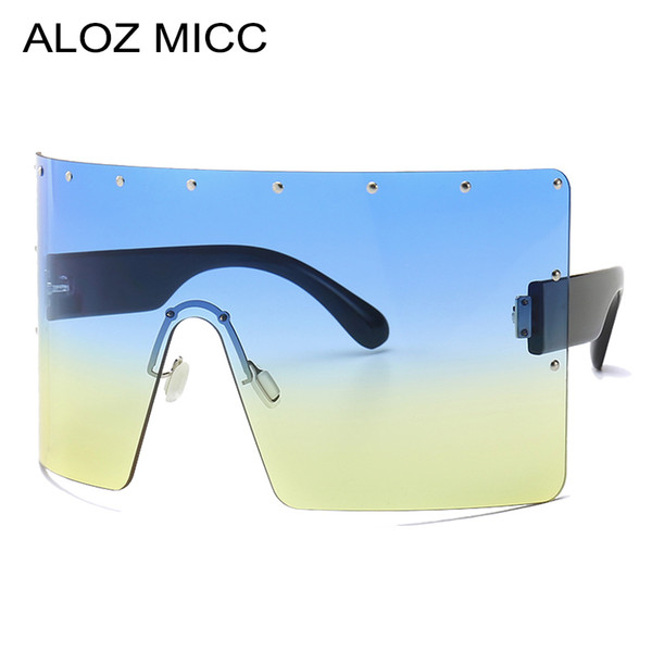 ALOZ MICC Fashion Rimless Oversized Gradient Sunglasses Women Men 2019 Summer Style Brand Designer Female Sun Glasses UV400 A136