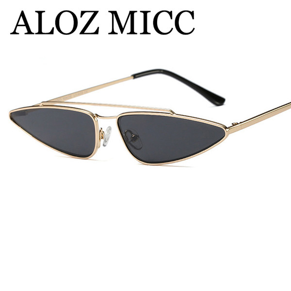 ALOZ MICC New Small Cat Eye Sunglasses Women Designer Men Retro Triangle Metal Frame Sun Glasses Female Shades A440