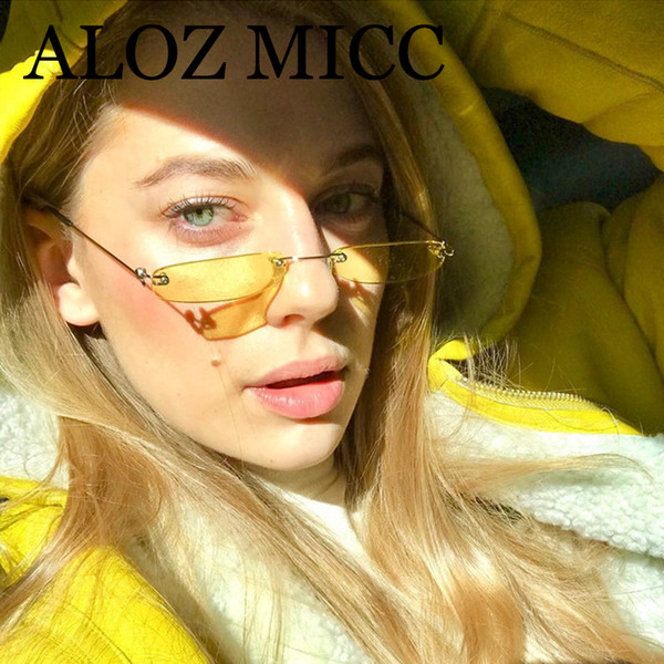 ALOZ MICC Women Rimless Rectangle Sunglasses Brand Designer Men Square Sun Glasses Women Fashion Candy Eyeglasses UV400 A588