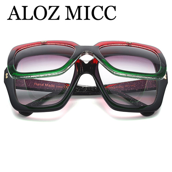 ALOZ MICC Classic Clamshell Men Square Sunglasses Women Designer Unique Twin Lens Oversized Clamshell Unisex Eyewear A456