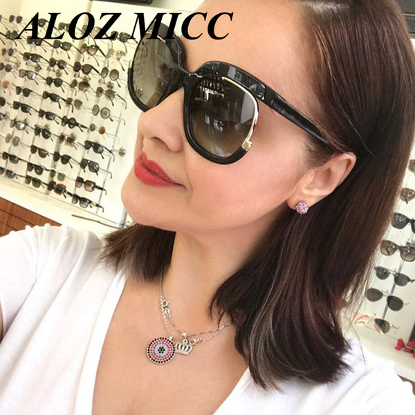 ALOZ MICC Oversize Women Half Frame Sunglasses Brand Designer Sunglasses lasses Fashion Ladies Unique Round Gradient Lens Shades UV400 A157