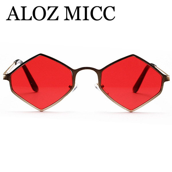 ALOZ MICC Small Polygon Sunglasses Women 2018 Retro Metal Frame Red Black Yellow Sun Glasses for Women Shades UV400 A498