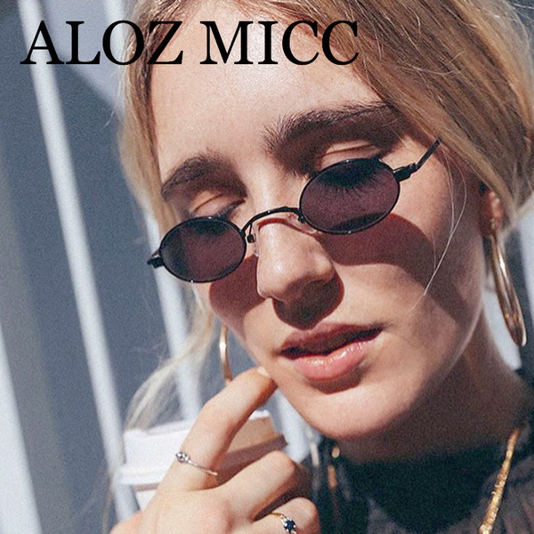 ALOZ MICC 5 Colors Small Oval Metal Sunglasses Men Women Brand Glasses Designer Fashion Male Female Shades A457