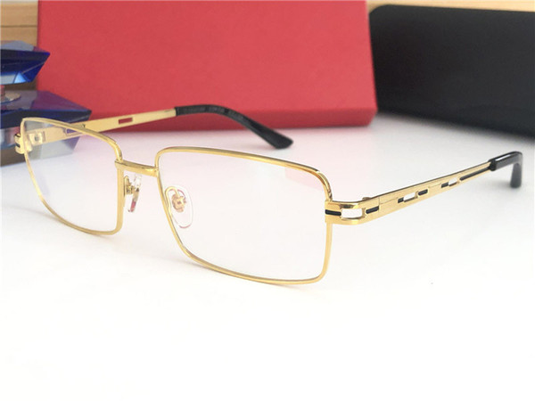 New Luxury Designer Optical Glasses Classic Square Frame Optical Shiny gold Titanium Frame Eyewear Top Quality Come With case