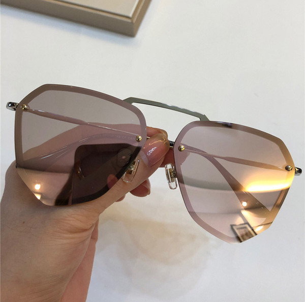 New Fashion Designer Sunglasses Frameless Glasses Trend Personality Irregular Frame Eyewear Summer Style VU400 Protection With Case