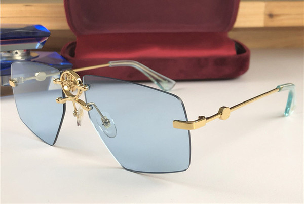 New Fashionable Brand Designer Sunglasses Metal Bee Irregular Rimless glasses Avant-garde Design Eyewear UV400 Protection with box