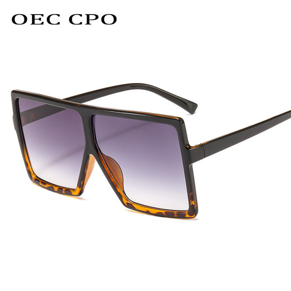 OEC CPO Vintage Oversized Sunglasses Women/Men Fashion Style Square Brand Design Sun Glasses Men Gradient Lens Oculos UV400 L85