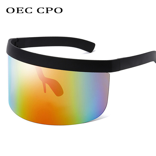 OEC CPO Fashion Sunglasses Women Men Brand Design Goggle Sun Glasses Big Frame Shield Visor Men Windproof GlassesL148