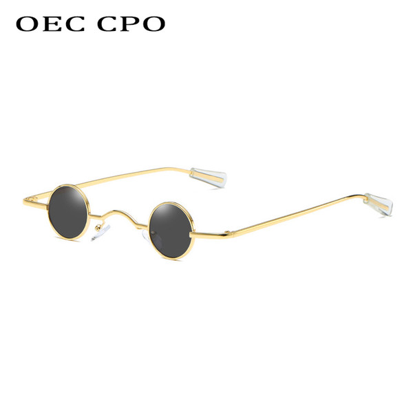 OEC CPO Vintage Rock Punk Man Sunglasses Classic Small Round Sunglasses Women Wide Bridge Metal Frame Black lens Eyewear DrivingL90