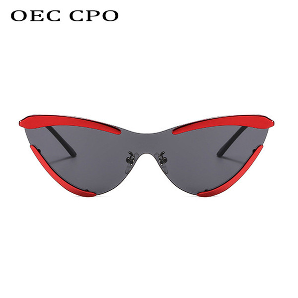 OEC CPO Cute Sexy Ladies Cat Eye Sunglasses Women Metal Frame Fashion Vintage Sun Glasses For Female Black Red Yellow Lens UV400 ShadesL109