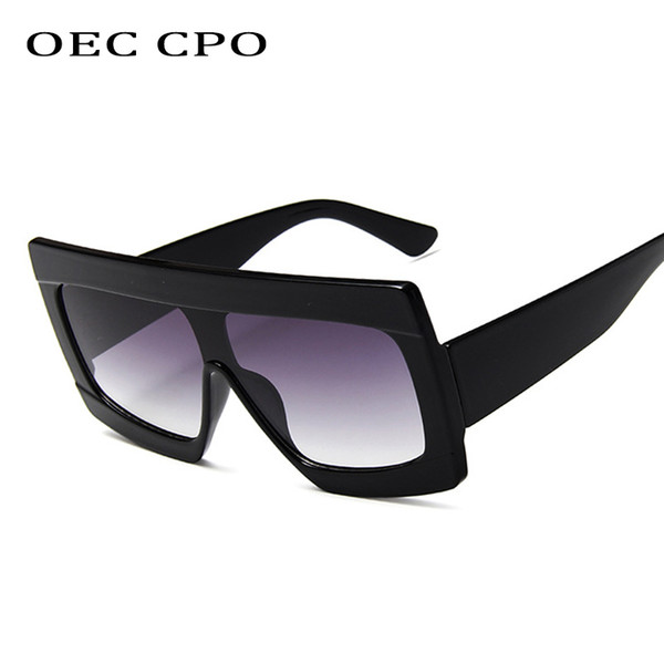 OEC CPO Unisex Fashion Square Sunglasses Women Oversized Ladies Shades Vintage Brand Designer Coating Mirror Sun Glasses For Femal L126