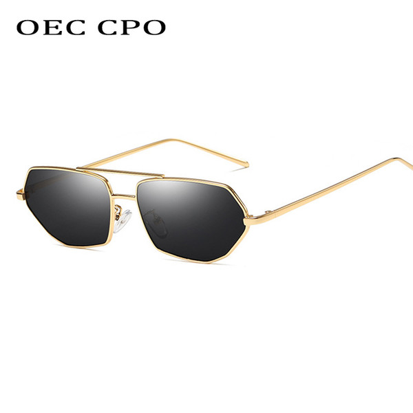 OEC CPO Vintage Black Lens Square Men Fashion Sunglasses Women Retro Brand Designer Metal Frame Sun glasses for Women UV400 L95