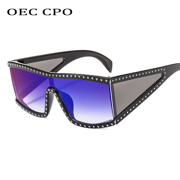 OEC CPO Vintage Oversized Square Sunglasses Women Men Fashion Big Frame Windproof Sun Glasses Men Shades Driving Goggles UV400L93