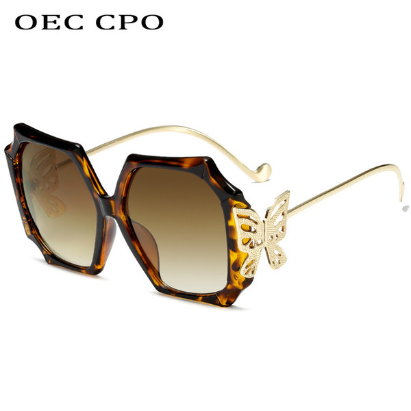 OEC CPO Square Sunglasses Women Designer Brand Metal leg butterfly Sunglasses Vintage visor sunglass Man Shades Gradient UV400 OculosL87