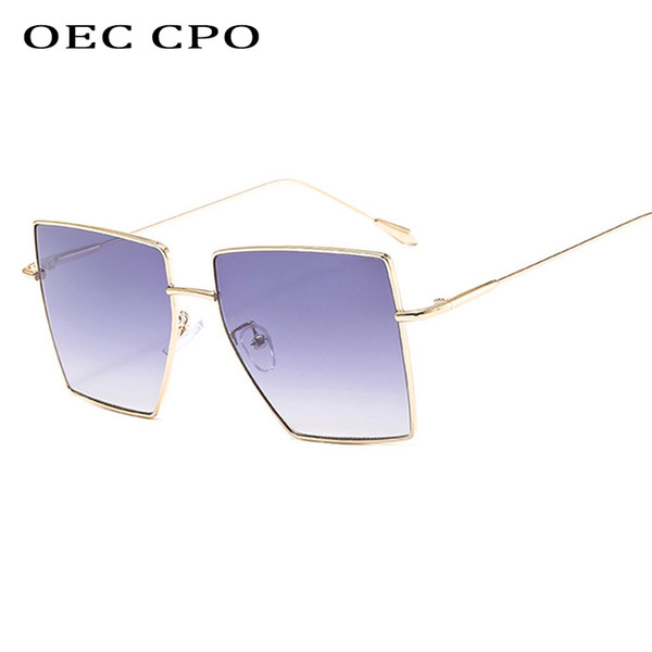 OEC CPO Retro Big Square Sunglasses Women Brand Designer Sunglasses For Man Irregular Alloy Quality Sun Glasses Oculus De SolL25