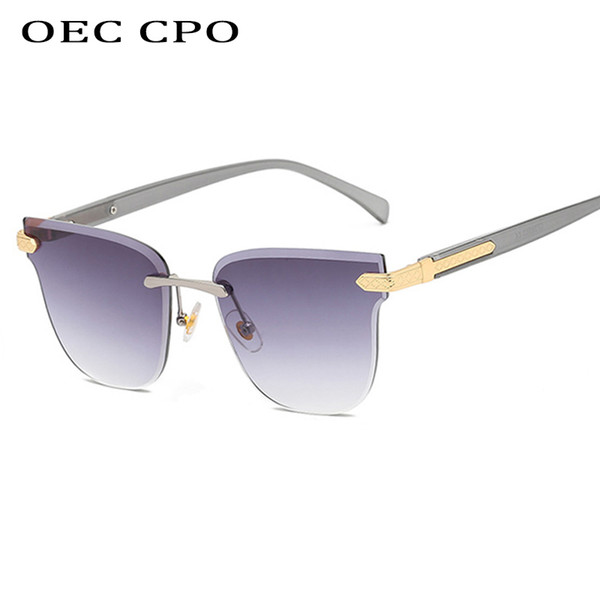 OEC CPO Hot Fashion Sunglasses Women Brand Designer Rimless Square Sun glasses unique high quality Sunglasses Street shot Eyewear OculosL150