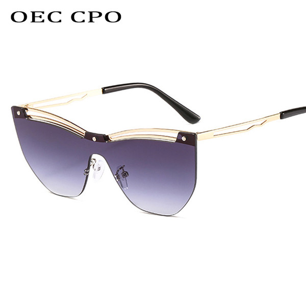 OEC CPO Fashion Rimless Cat eye Sunglasses Woman Metal Gradient Sunglasses Luxury UV Protection Glasses Outdoor Man GlassesL127