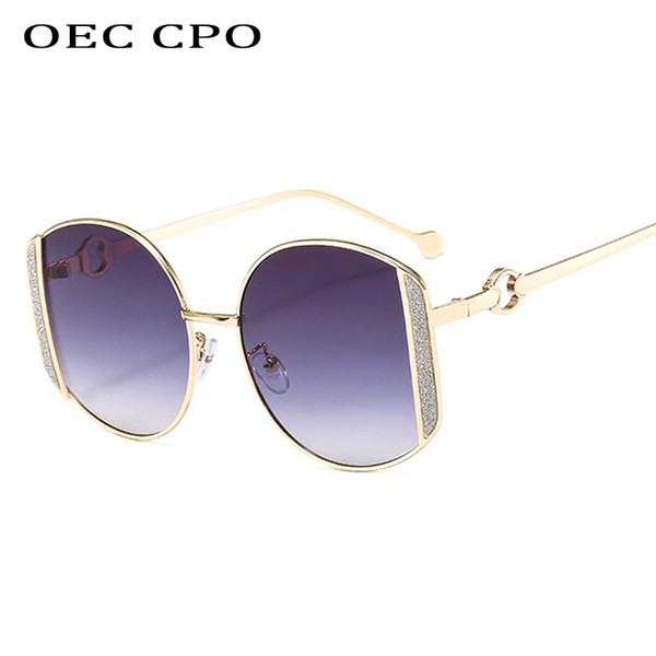 OEC CPO New Classic Round Sunglasses Metal Large Frame Sunglasses Colored Leather Decorative Sunglasses Fashion Hot Selling PersonalityL61