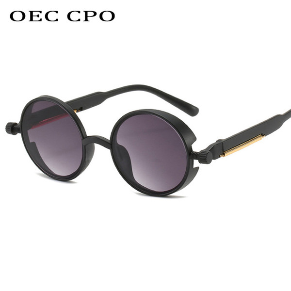 OEC CPOClassic Retro Round Steampunk Sunglasses Men Women Fashion Spring Leg Goggles Vintage Shades Driving Party Glasses UV400 L124