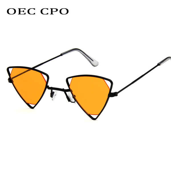 OEC CPO Luxury Small Sunglasses Women Vintage Triangle Clear Red Shades Sunglass Ladies Brand Designer Sun Glasses For MenL136