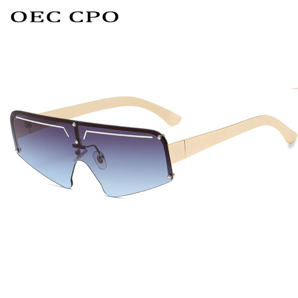 OEC CPO Men Vintage Gradient Sunglasses Classic Brand Sun glassesOne Piece Flat Top Driving Shades For Men/Wome UV400 L04