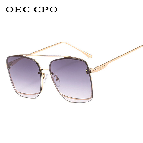 OEC CPO Oversized Goggles Mens Square Sunglasses Women Fashion Sun Glasses Female Brand Black Eyewear Gafas de sol L118