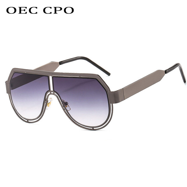 OEC CPO Flat Top Oversized Women Sunglasses Retro Shield Shape Classic Sun Glasses Man Pilot designer Female Big Square Eyewear UV400L22