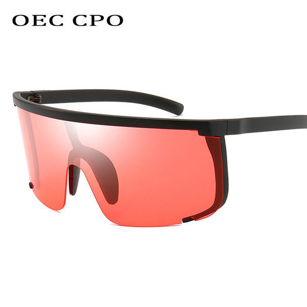 OEC CPO Oversized Rimless Sunglasses Men Ladies Brand Design One Piece Lens Big Frame Sun Glasses Women Uv400 GogglesL65