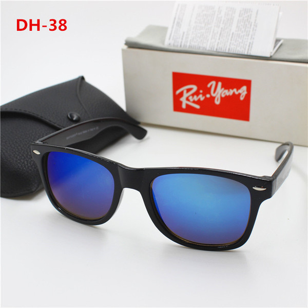 1pcs New high quality men's and women's fashion RETRO WAYFARER YXVAXL brand Sunglasses Black Frame Blue Lens UV400 protection black case