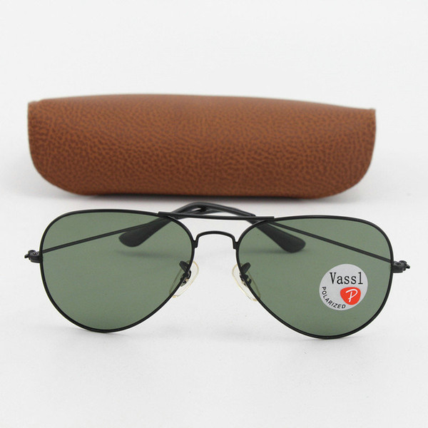 5pcs New Arrial Brand Designer Black Metal Frame plastic polarizing 62mm sunglasses women men Retro Vintage Sports sun glasses with box