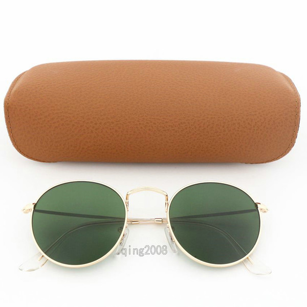 New Mens Round Sun glasses Vassl Brand Designer Eyewear For Womens Sunglasses Gold Metal Frame Green UV protection glasses with box