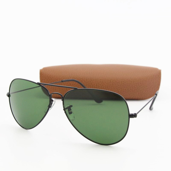 High quality Pilot Sunglasses Men Women Txrppr Brand Designer Driving glasses UV400 Black Metal Frame Green 62MM Lens with brown box