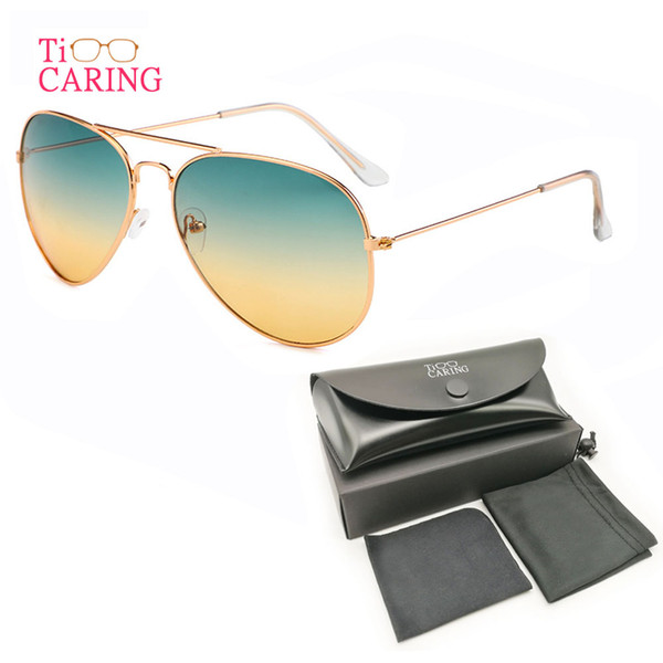 1pcs designer brand new classic pilot sunglasses fashion women sun glasses UV400 gold frame green mirror lens with box