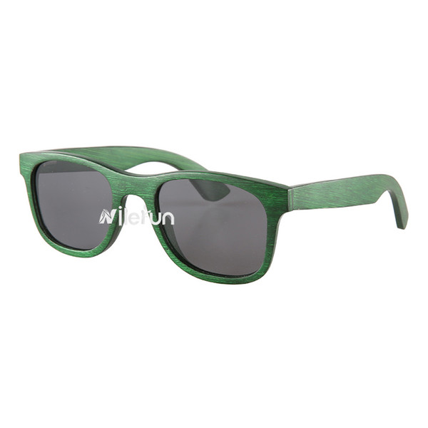 Green bamboo wood frame polarized sunglasses