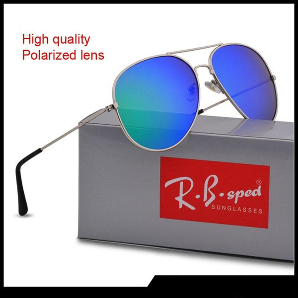 New Fashion Pilot Polarized Sunglasses for Men Women metal frame Mirror polaroid Lenses driver Sun Glasses with brown cases and box