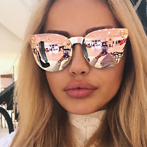 2017 Hot Sell Fashion Medusa Sunglasses Women Brand Eyewear Travel Rose Pink Lady Sunglasses Catwalk Models Style UV400 Y110