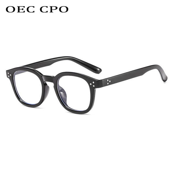 OEC CPONew Round Glasses Frame Women Anti Blue Light Eye glasses Frames Retro Rivet Computer Glasses Male Female Optical Clear GlassesL110