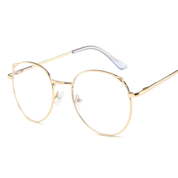 Korean version metal flat lens lovely glasses frame myopia glasses cat ear frame