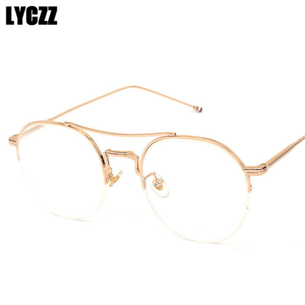 LYCZZ High Quality Alloy Metal Half Frame Glasses Fashion Trend Optical Eyewears Mele and Female Prescription Myopia Spectacle