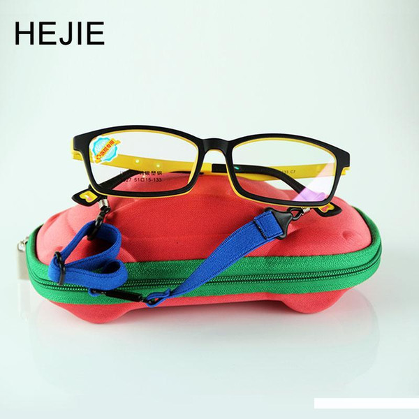 HEJIE Kids Safe ULTEM(PEI) Optical Eyeglasses Frames Elastic Leg For Age 8-12 Boys Girls Pupils Students Size 51-15-133 Y1027